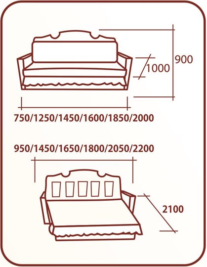 Прямой диван Аккордеон Бук 120 Радуга в Братске - изображение 1